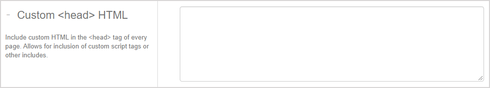 Custom HTML applied to the header of the site.